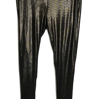 Torrid  1 Leggings Shiny Metallic Gold Black Chevron Pattern Leggings  size 1XL